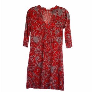Francesca’s Collections Dress Red Gray 3/4 Sleeves‎